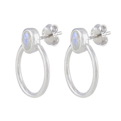 Riyo Handsome 925 Sterling Silver Earring For Wife Rainbow Moonstone Earring Bezel Setting White Earring Stud Earring