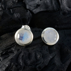 Riyo Spunky 925 Sterling Silver Earring For Girl Rainbow Moonstone Earring Bezel Setting White Earring Stud Earring