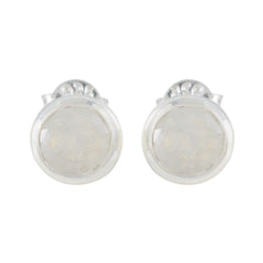 Riyo Spunky 925 Sterling Silver Earring For Girl Rainbow Moonstone Earring Bezel Setting White Earring Stud Earring