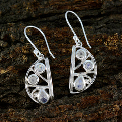 riyo dekorativa 925 sterling silver örhänge för flicka regnbåge månsten örhänge infattning vit örhänge dingel örhänge
