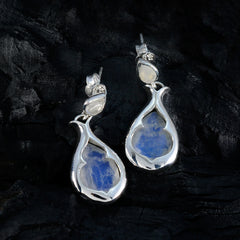 riyo piacevole orecchino in argento sterling 925 per orecchino femminile con pietra di luna arcobaleno con castone orecchino bianco