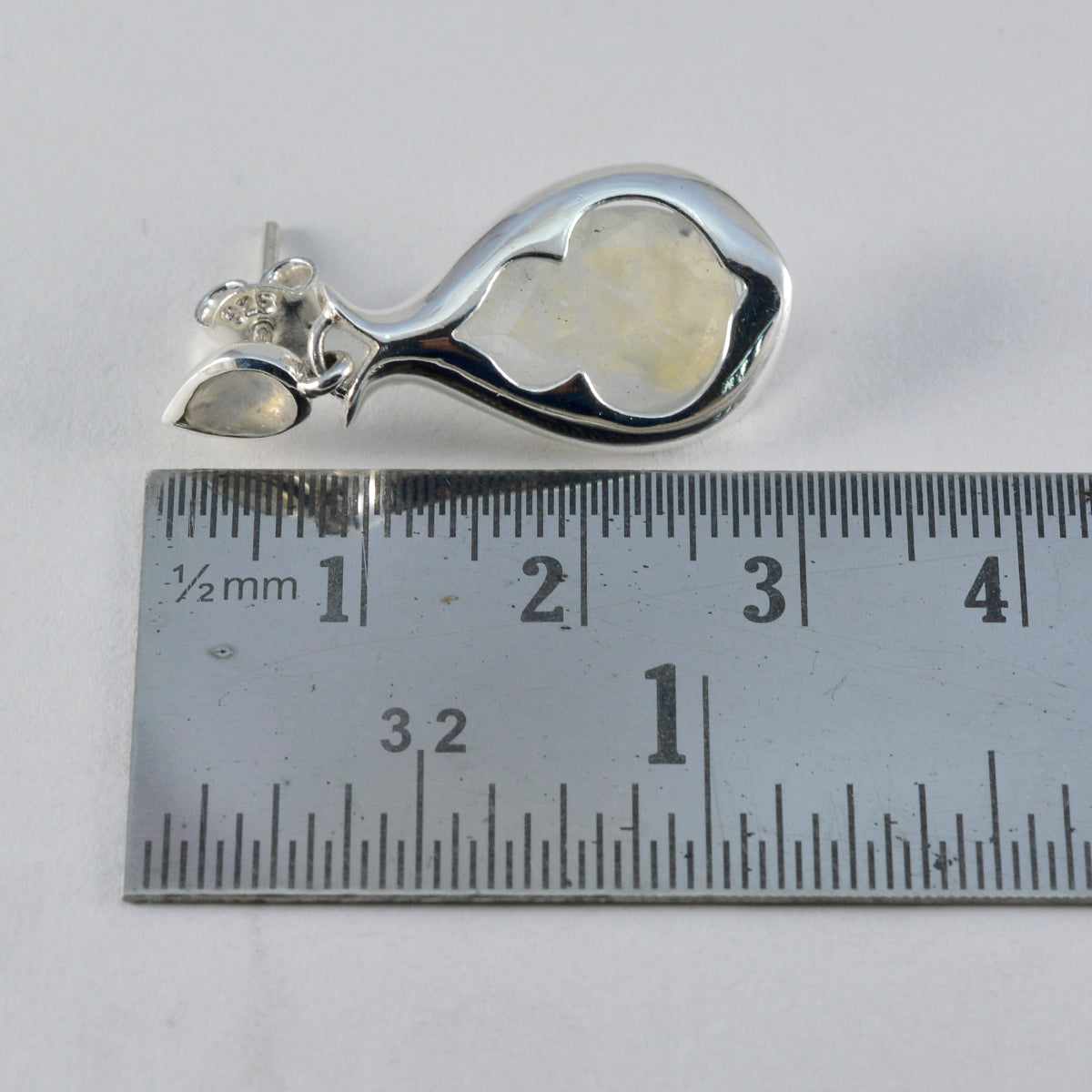 riyo tilltalande 925 sterling silver örhänge för kvinnlig regnbåge månsten örhänge infattning vit örhänge stift örhänge