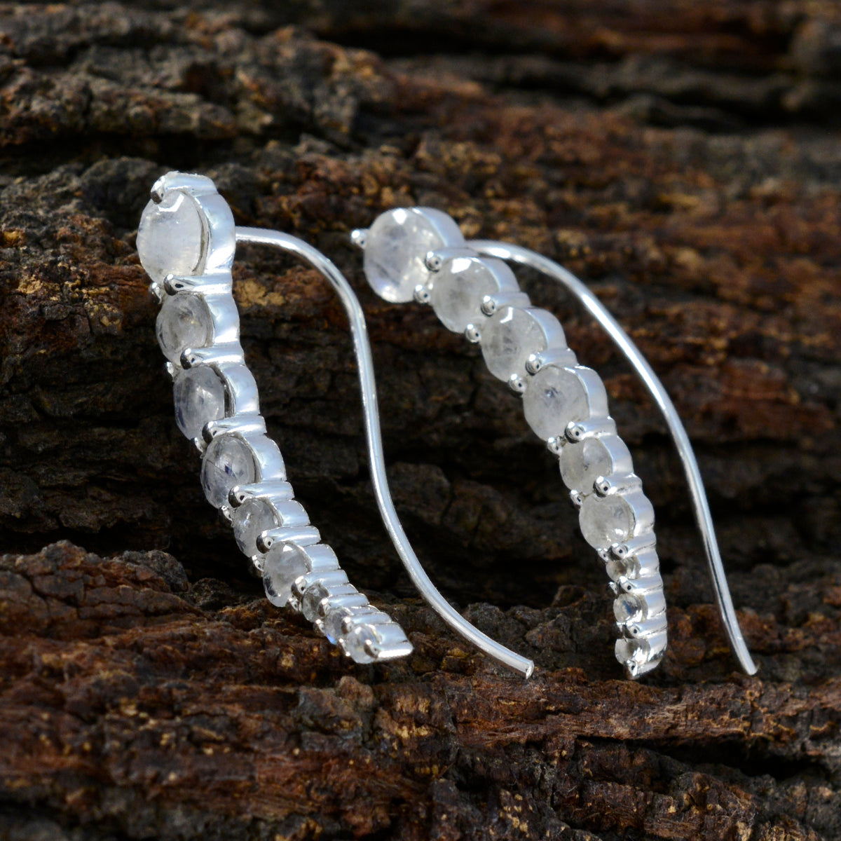 riyo bäddbart sterling silver örhänge för kvinnlig regnbåge månsten örhänge infattning vit örhänge örhänge örhänge