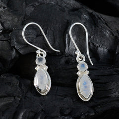 Riyo Knappe Sterling Zilveren Oorbel Voor Femme Regenboog Maansteen Oorbel Bezel Setting Witte Oorbel Dangle Earring