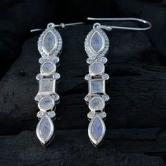 Riyo Graceful Sterling Silver Earring For Lady Rainbow Moonstone Earring Bezel Setting White Earring Dangle Earring