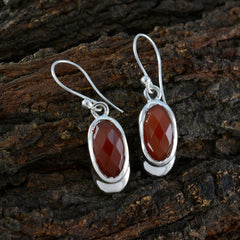 Riyo Drop-Dead Prachtige Sterling Zilveren Oorbel Voor Vrouwen Rode Onyx Oorbel Bezel Setting Rode Oorbel Dangle Earring
