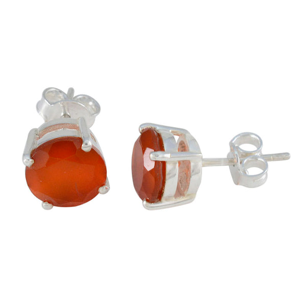 Riyo Attractive Sterling Silver Earring For Demoiselle Red Onyx Earring Bezel Setting Red Earring Stud Earring