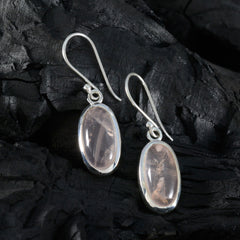 Riyo Charming 925 Sterling Silver Earring For Femme Rose Quartz Earring Bezel Setting Pink Earring Dangle Earring