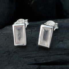 riyo förtjusande sterling silver örhänge för kvinnlig rosékvarts örhänge infattning rosa örhänge örhänge