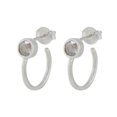 Riyo Irresistible Sterling Silver Earring For Femme Rose Quartz Earring Bezel Setting Pink Earring Stud Earring