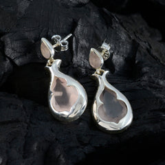 riyo seducenti orecchini in argento sterling per femme orecchino al quarzo rosa con castone orecchino rosa orecchino a perno