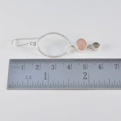 Riyo Delightful 925 Sterling Silver Earring For Demoiselle Rose Quartz Earring Bezel Setting Pink Earring Dangle Earring