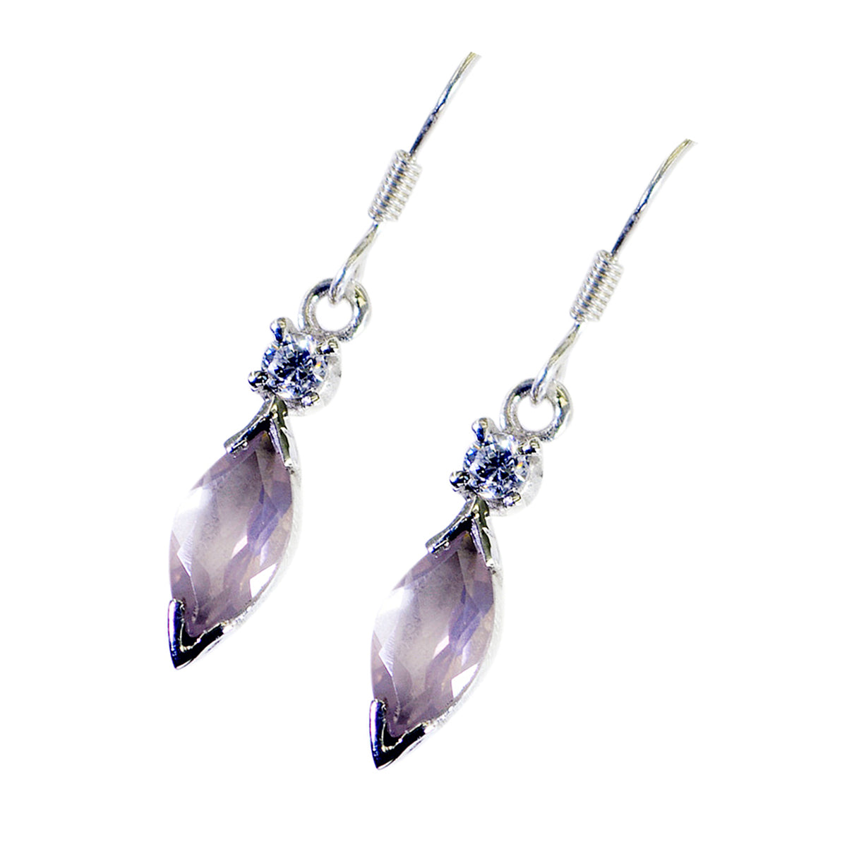 Riyo Gorgeous Sterling Silver Earring For Sister Rose Quartz Earring Bezel Setting Pink Earring Dangle Earring