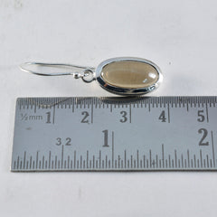 Riyo Prachtige Sterling zilveren oorbel voor meisjes Rookkwarts oorbel Bezel Setting Bruine oorbel Dangle Earring