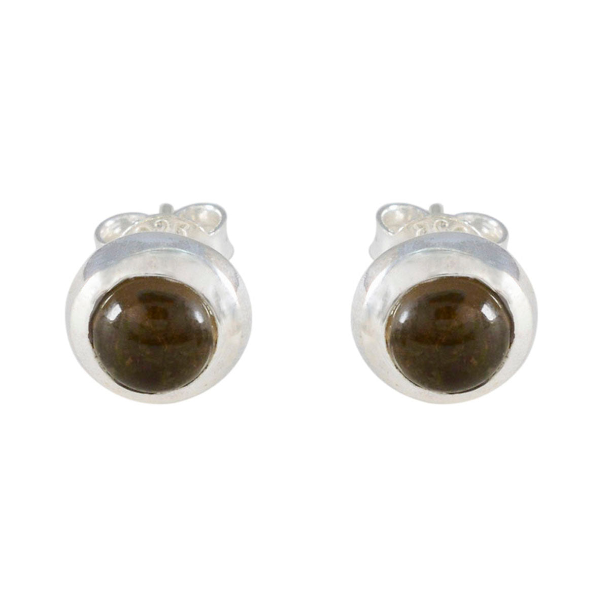 Riyo Comely 925 Sterling Silver Earring For Wife Smoky Quartz Earring Bezel Setting Brown Earring Stud Earring