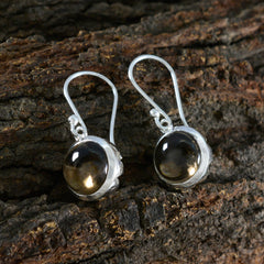 Riyo Divine Sterling Silber Ohrring für Frauen, Rauchquarz-Ohrring, Lünettenfassung, brauner Ohrring, baumelnder Ohrring