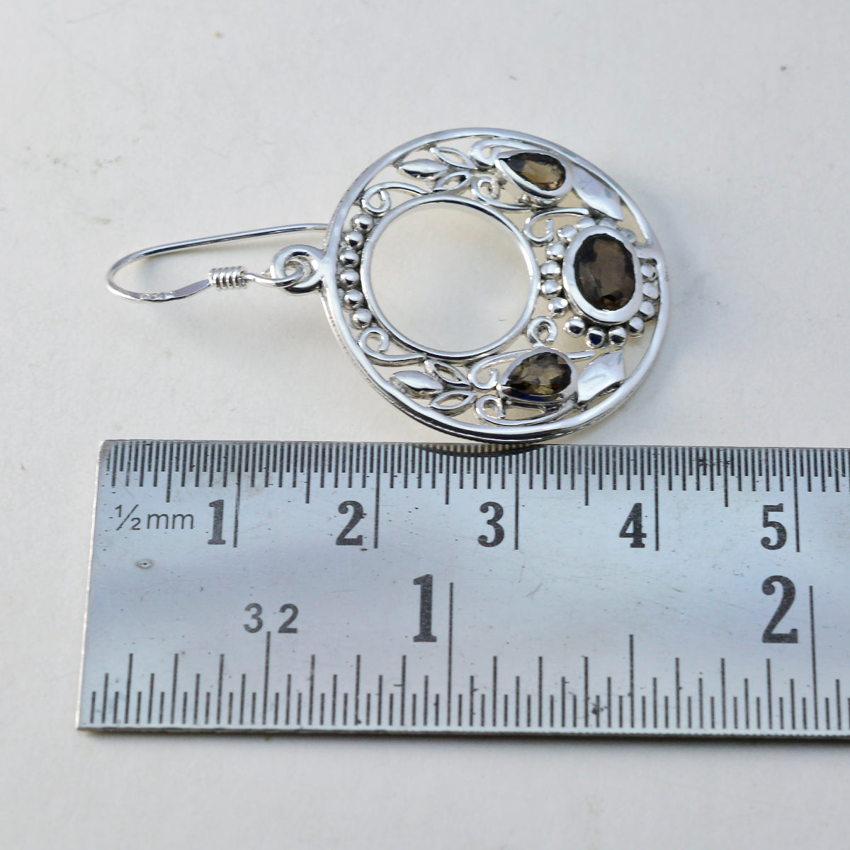 riyo magnifika 925 sterling silver örhänge för syster rökkvarts örhänge infattning brunt örhänge dingel örhänge
