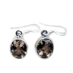 Riyo Handsome 925 Sterling Silver Earring For Demoiselle Smoky Quartz Earring Bezel Setting Brown Earring Dangle Earring
