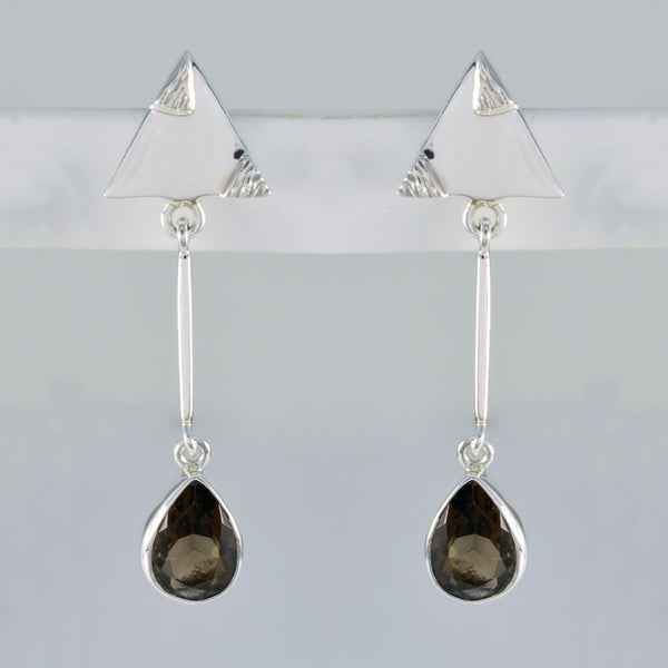 riyo estetiska 925 sterling silver örhänge för fru rökkvarts örhänge infattning brun örhänge örhänge