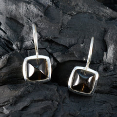 Riyo Winsome 925 Sterling Zilveren Oorbel Voor Meisje Rookkwarts Oorbel Bezel Setting Bruine Oorbel Dangle Earring