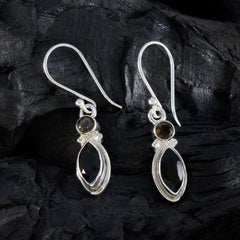 Riyo Nice-Looking 925 Sterling Silver Earring For Girl Smoky Quartz Earring Bezel Setting Brown Earring Dangle Earring