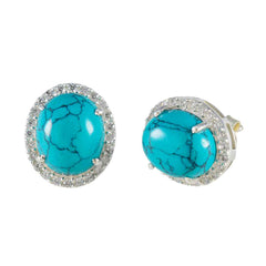 Riyo Prachtige 925 Sterling Zilveren Oorbel Voor Demoiselle Turquoise Oorbel Bezel Setting Multi Earring Stud Earring