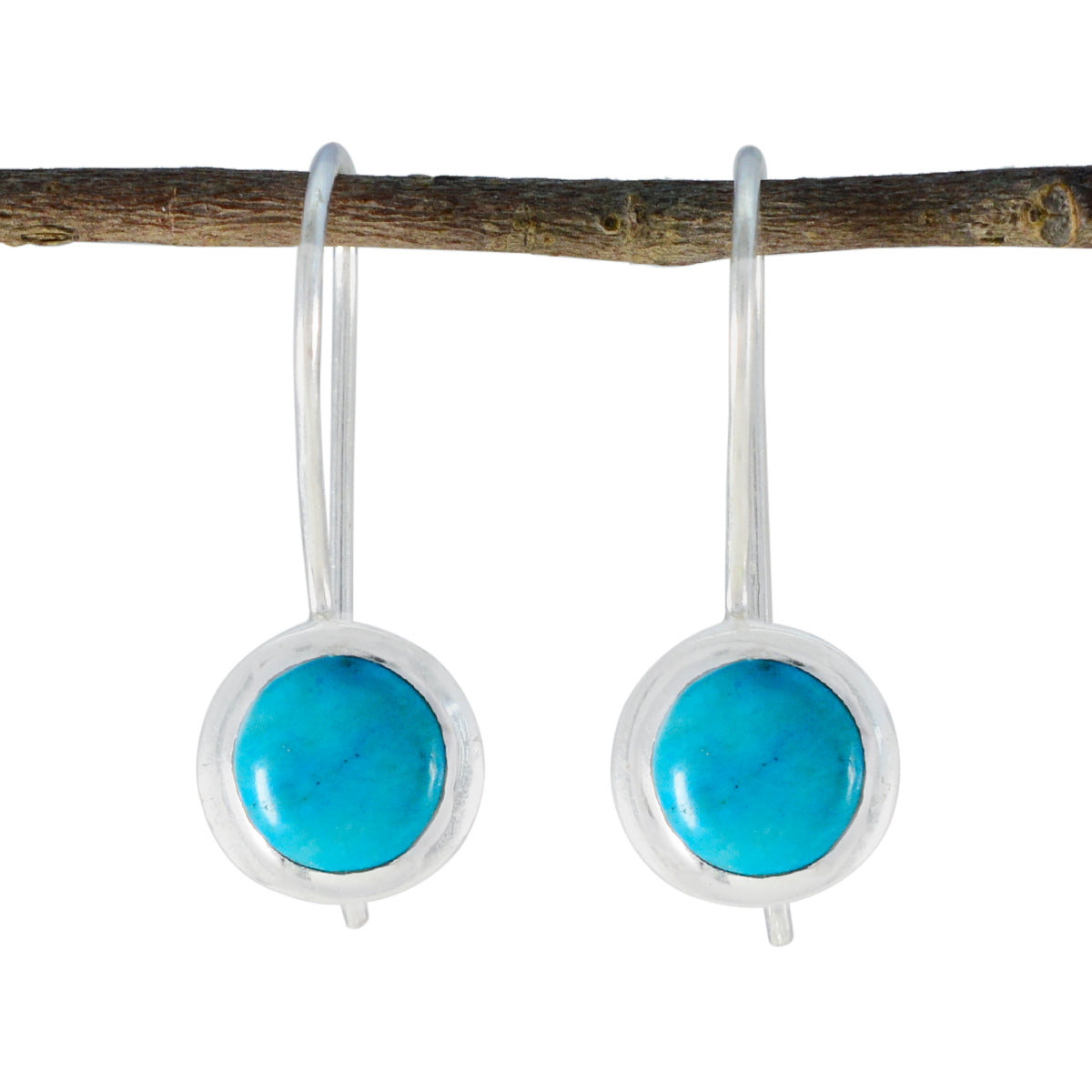 Riyo Handsome 925 Sterling Silver Earring For Female Turquoise Earring Bezel Setting Multi Earring Dangle Earring