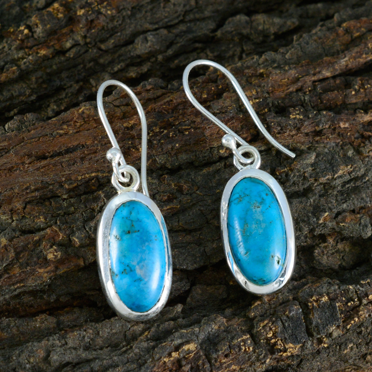 Riyo Appealing 925 Sterling Silver Earring For Lady Turquoise Earring Bezel Setting Multi Earring Dangle Earring
