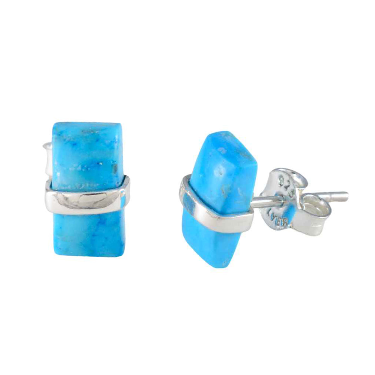 Riyo Hot 925 Sterling Silver Earring For Sister Turquoise Earring Bezel Setting Multi Earring Stud Earring