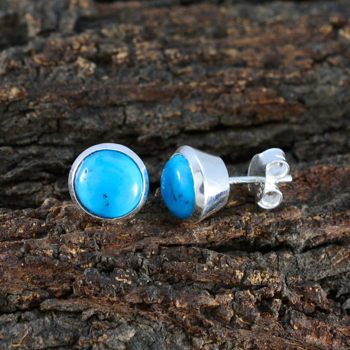 Riyo Aansprekende 925 Sterling Zilveren Oorbel Voor Vrouwelijke Turquoise Oorbel Bezel Setting Multi Earring Stud Earring