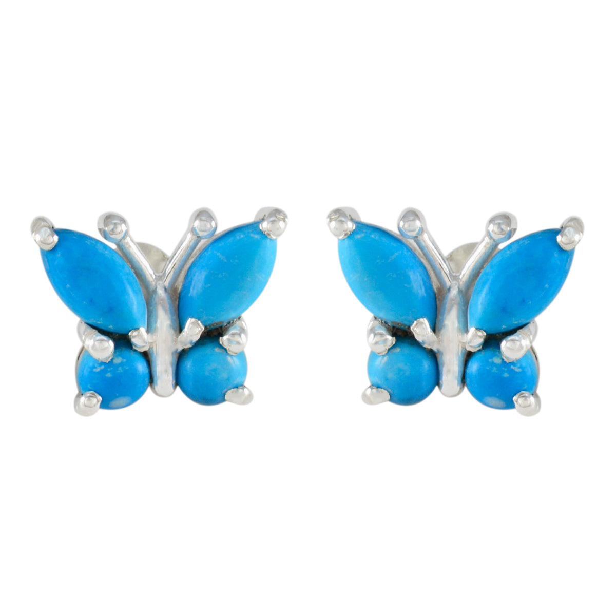 Riyo Exquisite 925 Sterling Silver Earring For Sister Turquoise Earring Bezel Setting Multi Earring Stud Earring