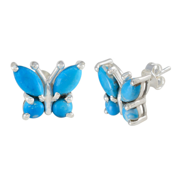 Riyo Exquisite 925 Sterling Silver Earring For Sister Turquoise Earring Bezel Setting Multi Earring Stud Earring