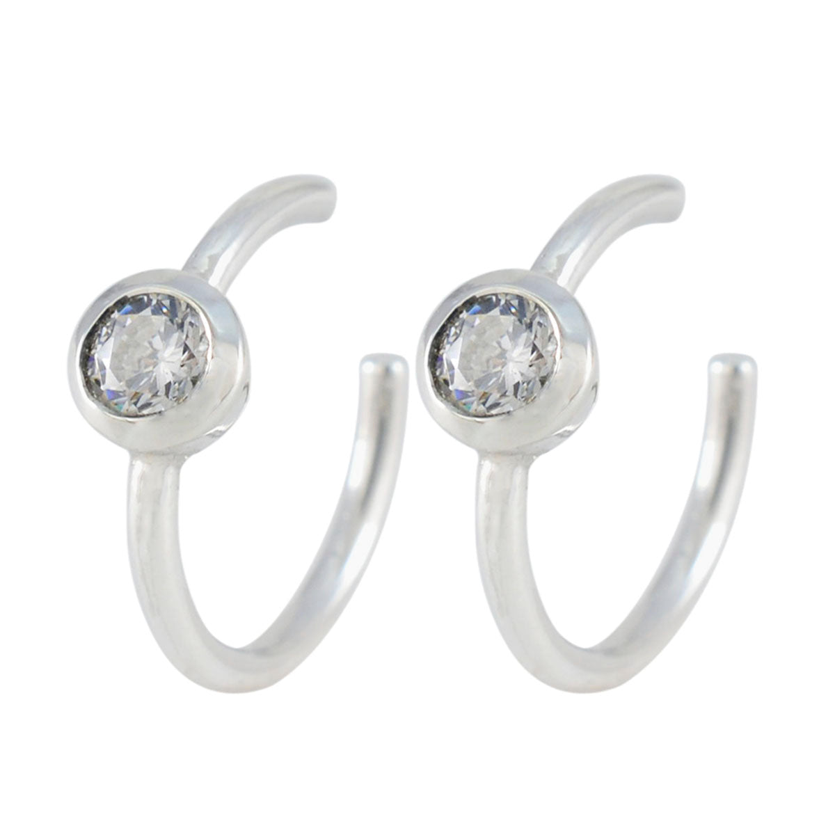 Riyo Hot Sterling Silver Earring For Femme White CZ Earring Bezel Setting White Earring Dangle Earring