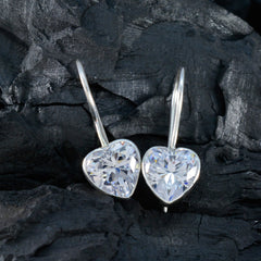 Riyo Pretty 925 Sterling Silber Ohrring für Demoiselle Weiß CZ Ohrring Lünette Fassung Weißer Ohrring Ohrstecker