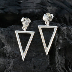 Riyo Magnificent Sterling Silver Earring For Female White CZ Earring Bezel Setting White Earring Stud Earring