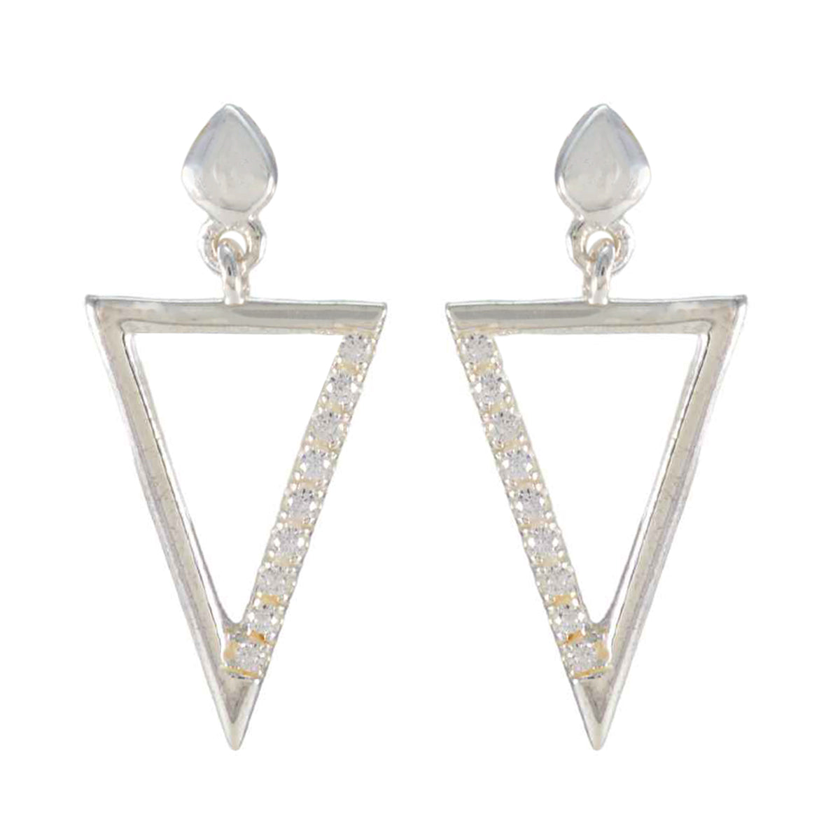 Riyo Magnificent Sterling Silver Earring For Female White CZ Earring Bezel Setting White Earring Stud Earring