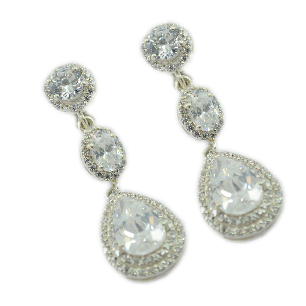 Riyo Drop-Dead Gorgeous Sterling Silver Earring For Women White CZ Earring Bezel Setting White Earring Stud Earring