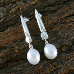 riyo dekorativa 925 sterling silver örhänge för damsel pärlörhänge infattning vit örhänge dingla örhänge