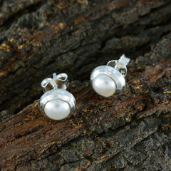 orecchino in argento sterling riyo fair da donna orecchino di perla con castone orecchino bianco orecchino a perno