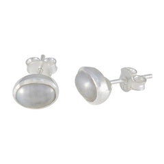 Riyo Drop-Dead Gorgeous Sterling Silver Earring For Girl Pearl Earring Bezel Setting White Earring Stud Earring
