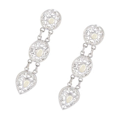 Riyo Artistic 925 Sterling Silver Earring For Wife Pearl Earring Bezel Setting White Earring Stud Earring