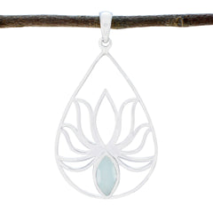 Riyo Pleasing Gemstone Marquise Faceted Aqua Aqua Chalcedony Sterling Silver Pendant Gift For Women