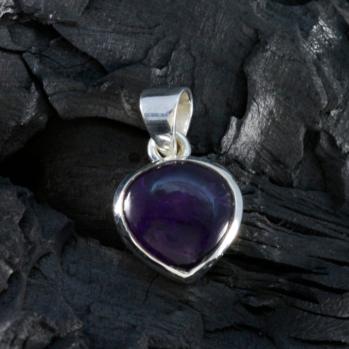 riyo изящные драгоценные камни сердце кабошон фиолетовый аметист твердый серебряный кулон подарок на свадьбу