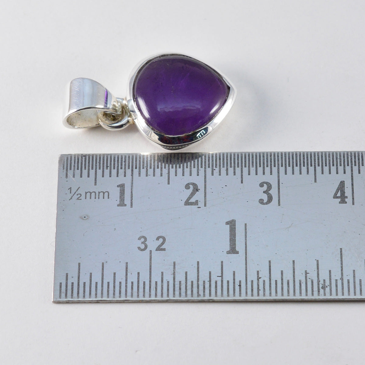Riyo Graceful Gems Heart Cabochon Purple Amethyst Solid Silver Pendant Gift For Wedding