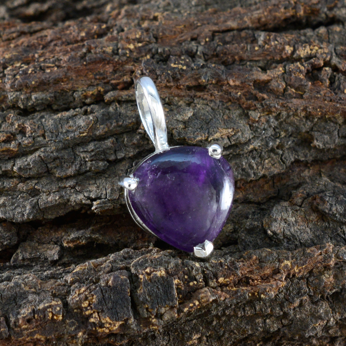 Riyo – pendentif en argent sterling avec cabochon en forme de cœur, améthyste violette, cadeau pour ami