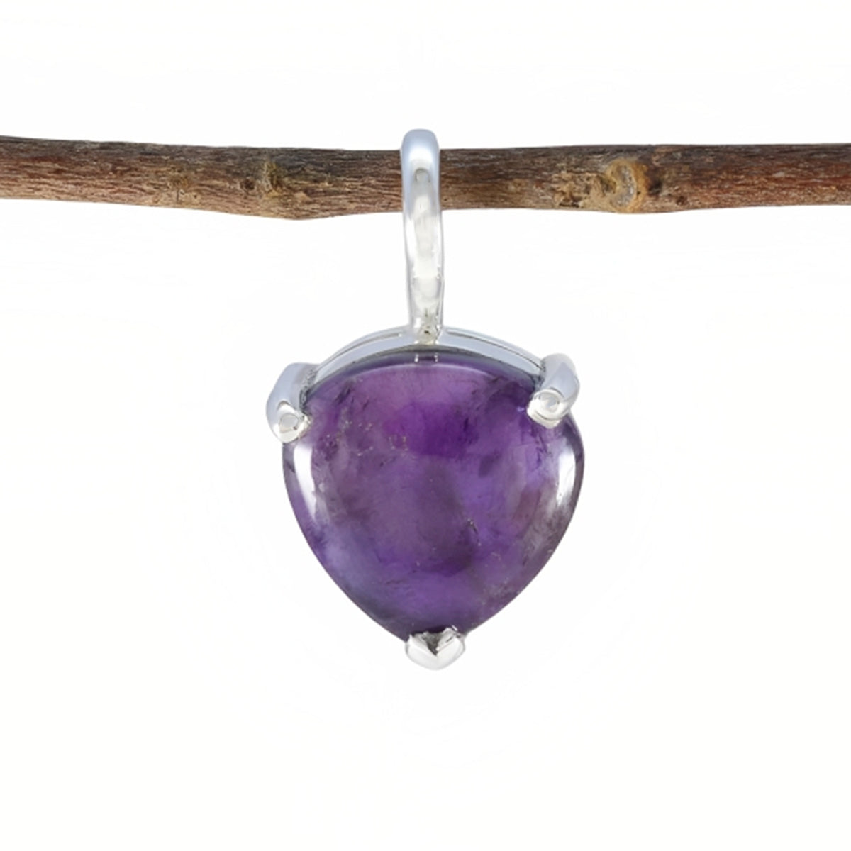 Riyo Hot Gemstone Heart Cabochon Purple Amethyst Sterling Silver Pendant Gift For Friend