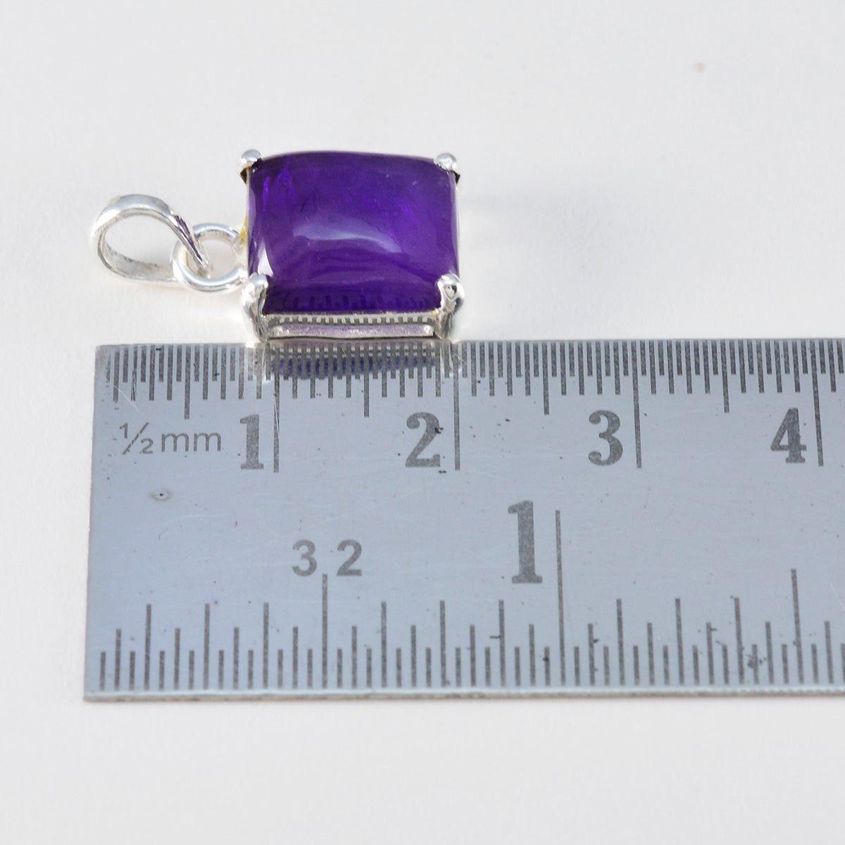 Riyo Magnificent Gems Octagon Cabochon Purple Amethyst Solid Silver Pendant Gift For Good Friday