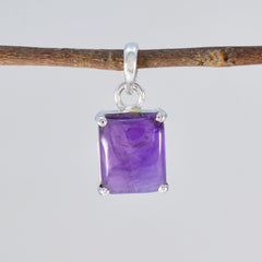 Riyo Magnificent Gems Octagon Cabochon Purple Amethyst Solid Silver Pendant Gift For Good Friday