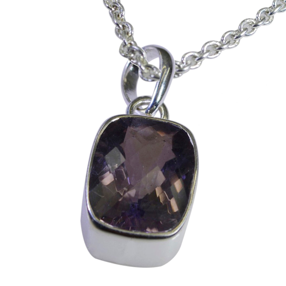 Riyo gemas estéticas octágono checker amatista púrpura colgante de plata regalo para hermana