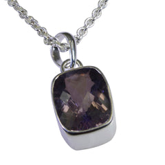 Riyo – pendentif octogonal en argent et améthyste violet, pierres précieuses esthétiques, cadeau pour sœur